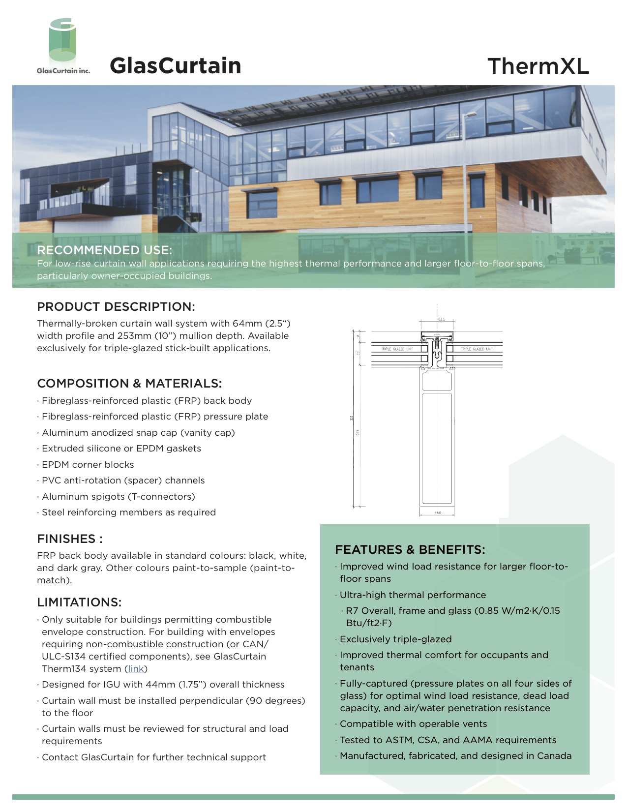 GlasCurtain ThermXL curtain wall product sheet