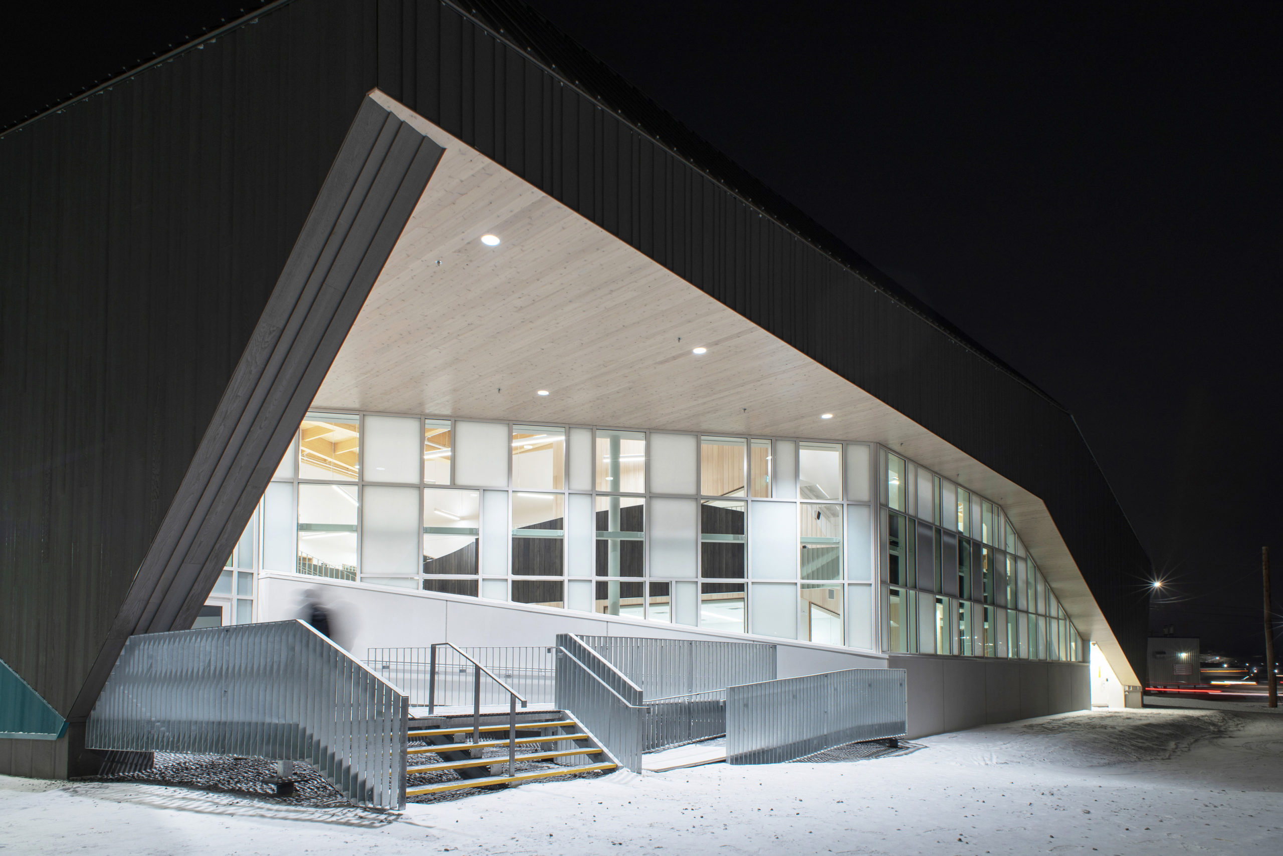 Photo of the Outside of Nunavut Arctic College - Nunatta Campus at night