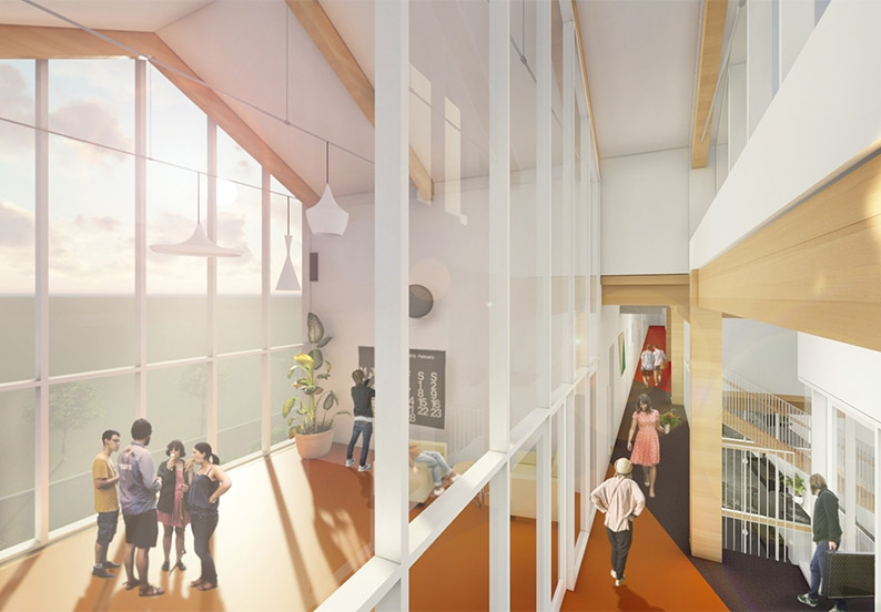 Rendering of inside Red Deer College Residence